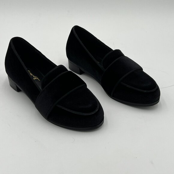 FOWT Black Round Toe Low Heel Loafers Comfortable Black Suede Casual Shoes - Picture 3 of 6